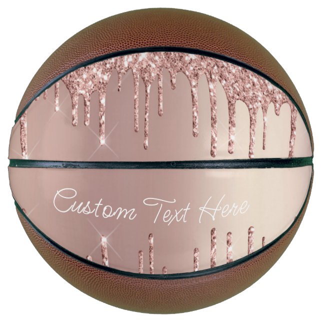 Rosen Blush Glitzer Tropfen Benutzerdefinierter Te Basketball (Vorderseite)