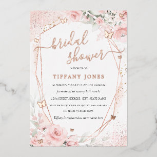 Rosen Blush Pink Butterfly Flora Brautparty Folieneinladung