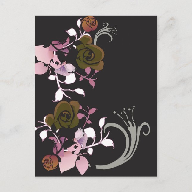 Rosen braun und rosa Postkarte (Vorderseite)