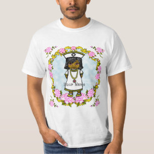 Rosen Braunes Mädchen Krankenschwester T-Shirt