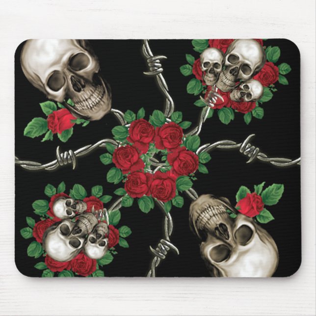 Rosen der Schädel-n Mousepad (Vorne)