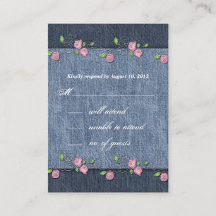 Rosen des Denim-n, die Wartekarte Wedding sind Begleitkarte