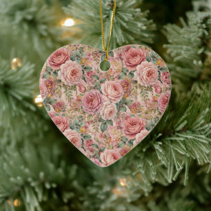 Rosen Dusty Rose Eleganter Charme Sagegrün Gold Keramik Ornament