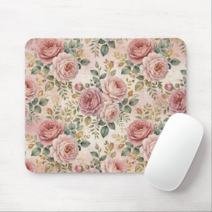 Rosen Dusty Rose Eleganter Charme Sagegrün Gold Mousepad