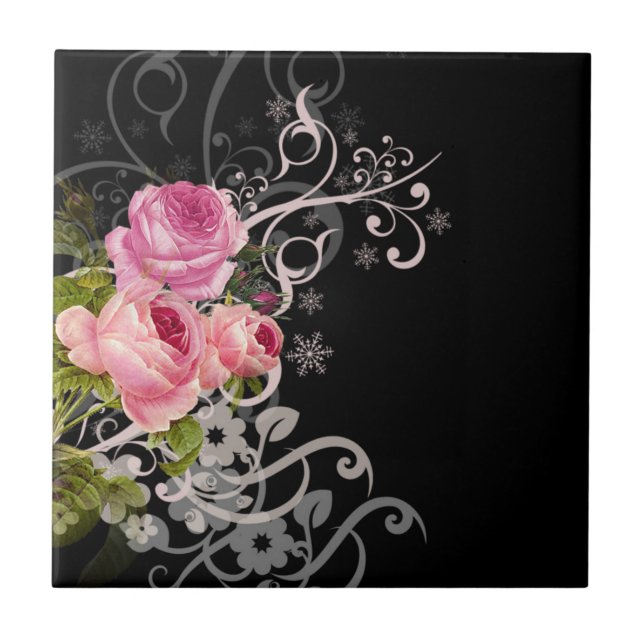 Rosen Eleganz Fliese (Vorderseite)