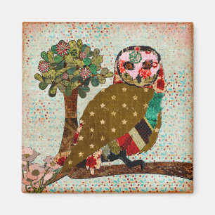 Rosen-Eulen-Vintager mit Blumenmagnet Magnet
