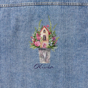Rosen Fairytale Hütte Wasserfarben Blume Jeansjacke