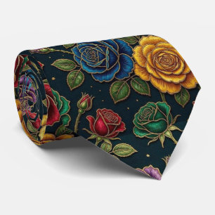 Rosen Faux-Seide Juwel-Ton + Gold Gentleman's Krawatte