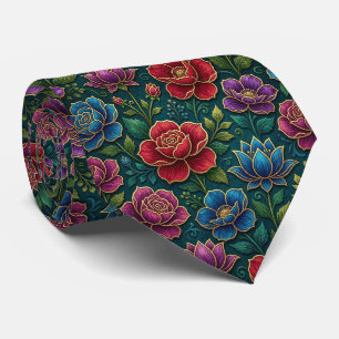 Rosen Faux-Seide Juwel-Ton + Gold Gentleman's Krawatte