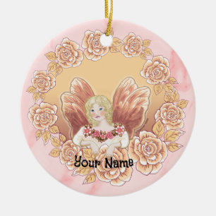 Rosen-Feen-Ring-Schmuck Keramik Ornament