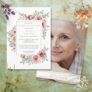 Rosen Florales Foto Trauerfeier zum Gedenken an da Einladung