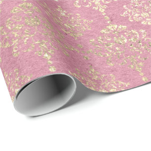 Rosen-Foxier metallische Damast-Goldprinzessin Geschenkpapier