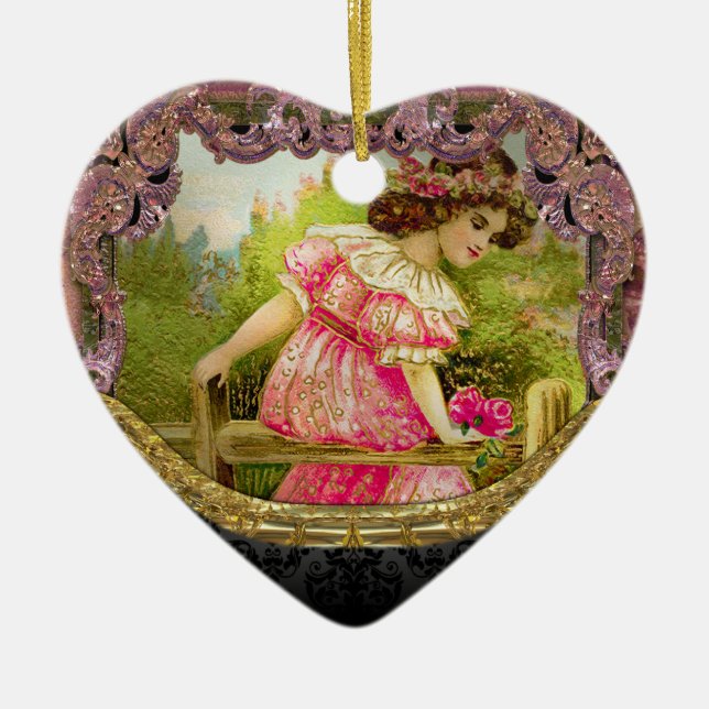Rosen für Liebe viktorianisches IV Keramik Ornament (Vorne)