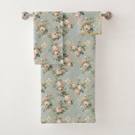 Rosen Garden Badetuch Set Aquamarin Grün