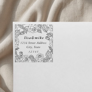 Rosen-Garten-Paar-Namen Hochzeits-Rücksendeadresse Gummistempel