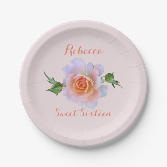 Rosen-Geburtstag des Bonbon-16 Pappteller (Vorderseite)