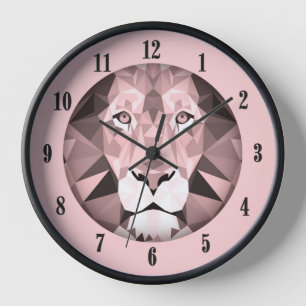 Rosen geometrischer Löwenkopf schwarze Zahlen Uhr
