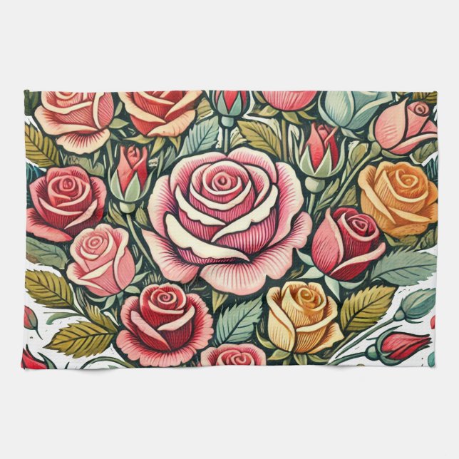 Rosen Geschirrtuch (Horizontal)