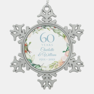 Rosen-Girlande 60. Diamantene Hochzeit Schneeflocken Zinn-Ornament