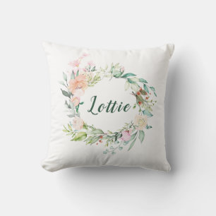 Rosen-Girlande Schrift Name Kissen