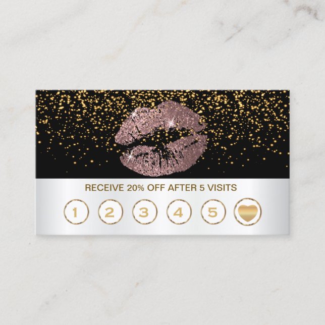 Rosen-Glitzer-Lippenloyalitäts-Karten auf Treuekarte (Vorderseite)