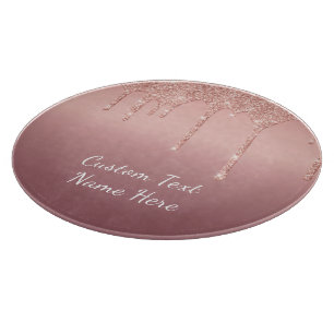 Rosen Gold Blush Glitzer Cutting Board Custom Text Schneidebrett