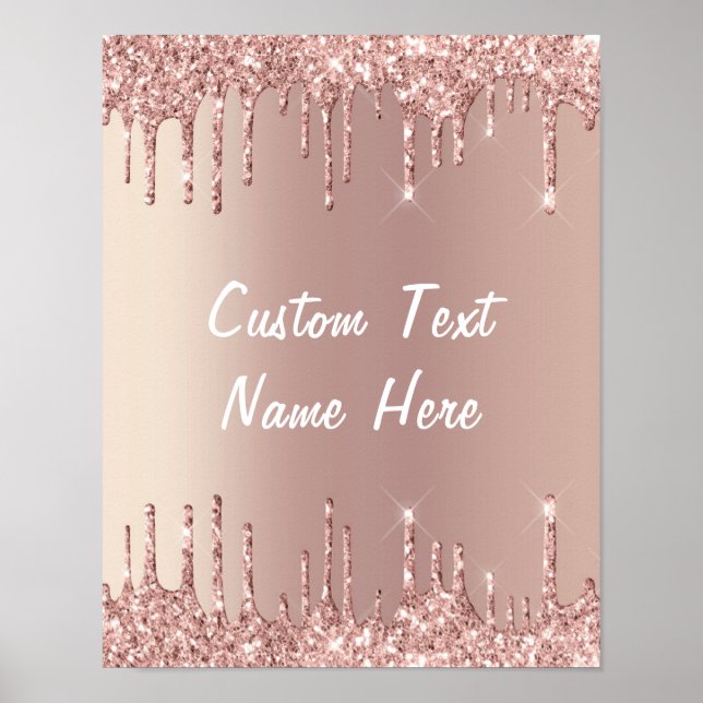 Rosen Gold Blush Glitzer Tropfen Gedicht für benut Poster (Vorne)
