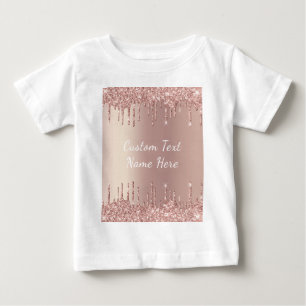 Rosen Gold Blush Glitzer Tropfen Text Baby T - Shi T-shirt