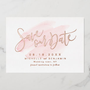 Rosen Gold Blush Modernes einfaches Skript Save th Folieneinladung