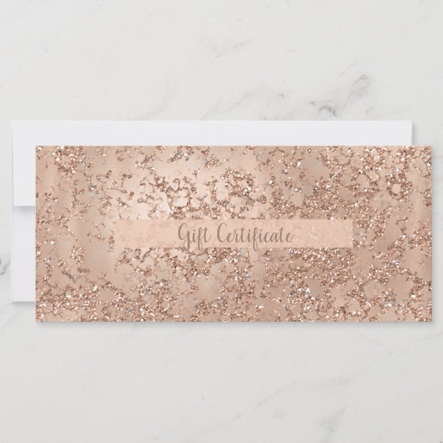 Rosen Gold Blush Pink Glam Sparkle Geschenkgutsche (Vorderseite)