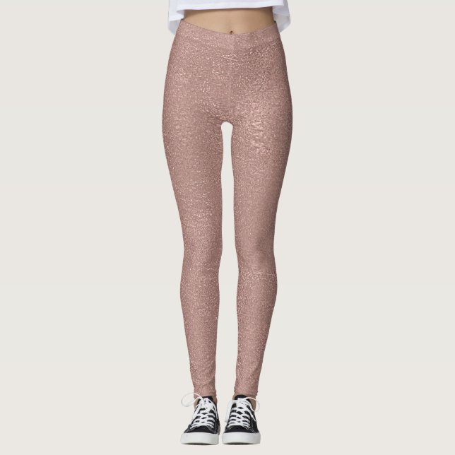 Rosen-Gold erröten Sequins-metallischer Glitzer Leggings (Vorderseite)