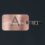 Rosen-Gold gebürsteter Metallmonogramm-Name und Gepäckanhänger<br><div class="desc">Rosen-Gold} erröten rosa gebürsteter Metallfolien-Monogramm-Name und Anfangsgepäck-Umbau. Dieser Taschenumbau ist für zurück zu Schule,  Arbeit oder das Reisen perfekt.</div>