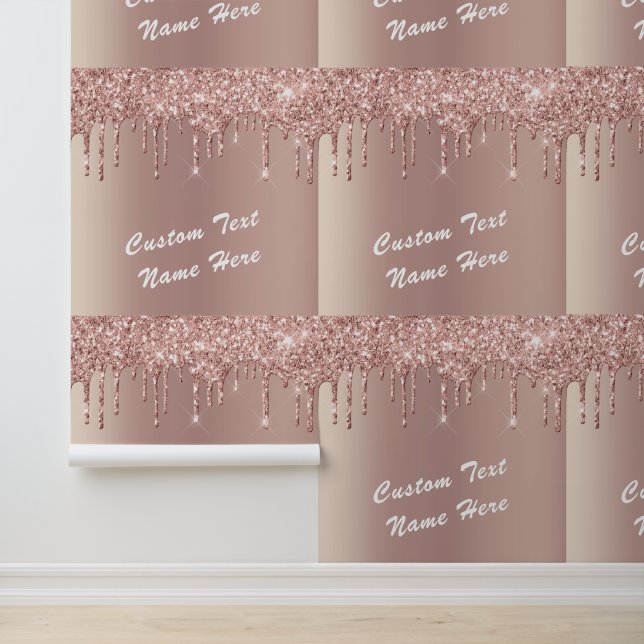 Rosen Gold Glitzer Benutzerdefinierter Textname Pe Tapete (Anwendung)