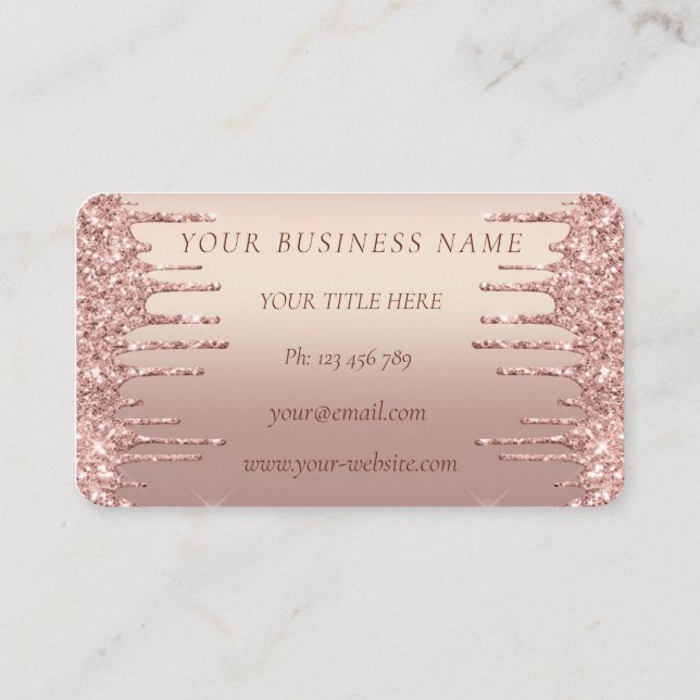Rosen Gold Glitzer Business Card Ihr Personalisier Visitenkarte (Rückseite)