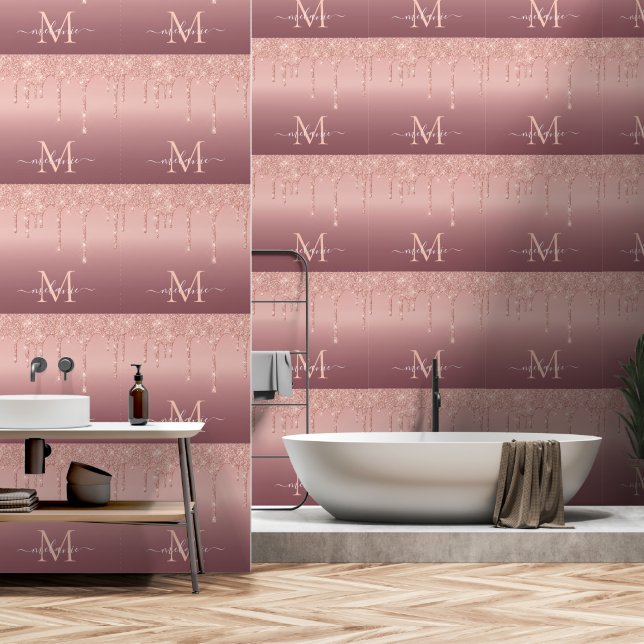 Rosen Gold Glitzer Funkelnd, benutzerdefinierter L Tapete (Badezimmer)