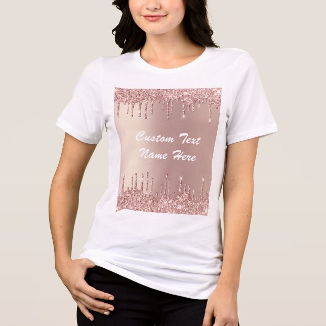 Rosen Gold Glitzer Funkelnd benutzerdefinierter Te Tri-Blend Shirt (Vorderseite)