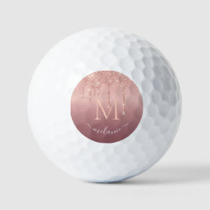 Rosen Gold Glitzer Golf Balls Individuelle Name Le Golfball