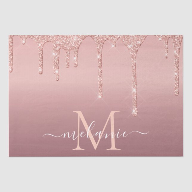 Rosen Gold Glitzer Ihr Briefnamen Tissue Paper Seidenpapier (Vorderseite)