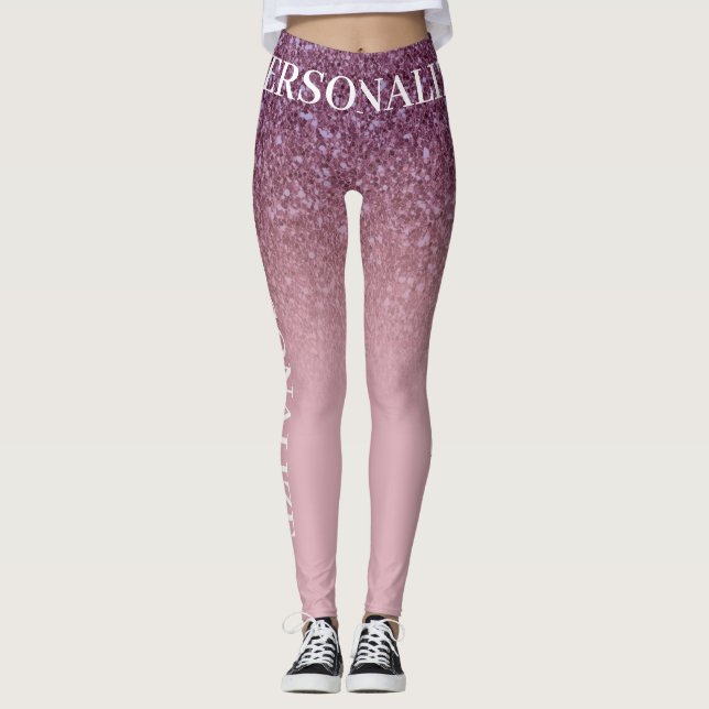 Rosen Gold Glitzer, Ihren Namen oder Text benutzer Leggings (Vorderseite)