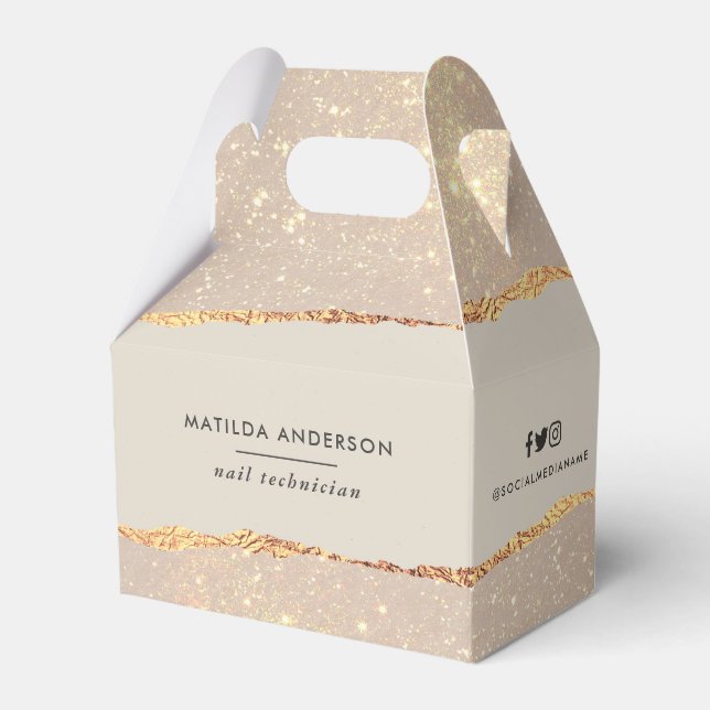Rosen gold Glitzer rosa modernes, elegantes Budget Geschenkschachtel (Vorderseite)