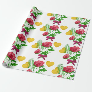 Rosen & Gold Herz Geschenkverpackungspapier Geschenkpapier