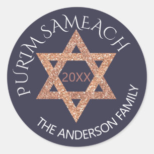 Rosen-Gold Magen David kundenspezifisches Purim Runder Aufkleber