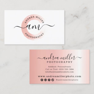 Rosen Gold Minimalistisch Paint Swash Logo Social  Visitenkarte