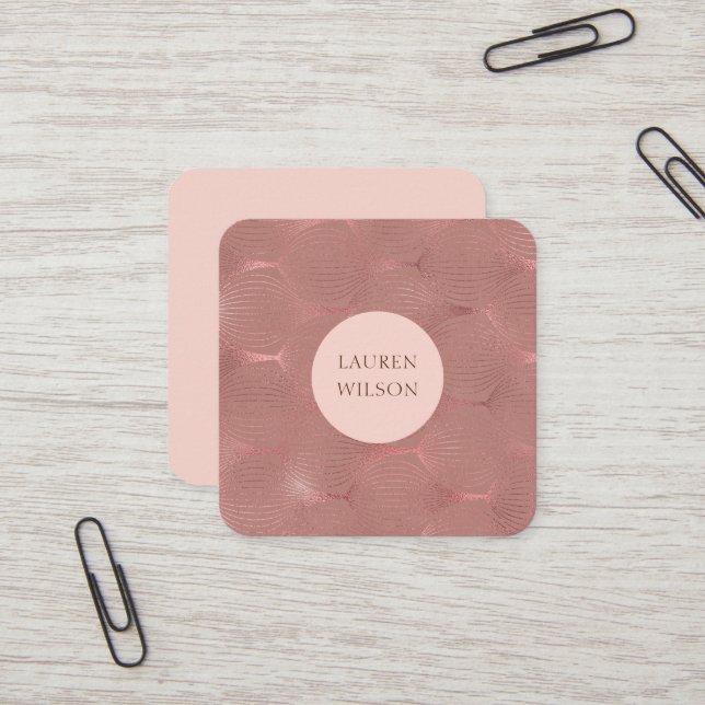 Rosen gold Moderne Kunst Deko Quadrat Visitenkarte (Vorderseite/Rückseite Beispiel)