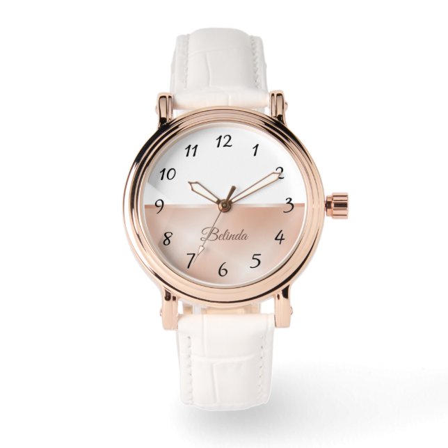Rosen Gold Name Minimalistisch Armbanduhr (Vorderseite)