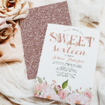 Rosen Gold Pink Glitzer Floral 16 . Geburtstag Einladung<br><div class="desc">Feiern Sie Ihren besonderen Tag mit unserer Rose Gold Pink Glitzer 16 . Geburtstag Einladungen. Personalisieren Sie mit Ihren Party-Informationen,  um eine von einer freundlichen Einladung,  dass Ihre Familie und Freunde sicher sind,  Liebe zu schaffen.</div>