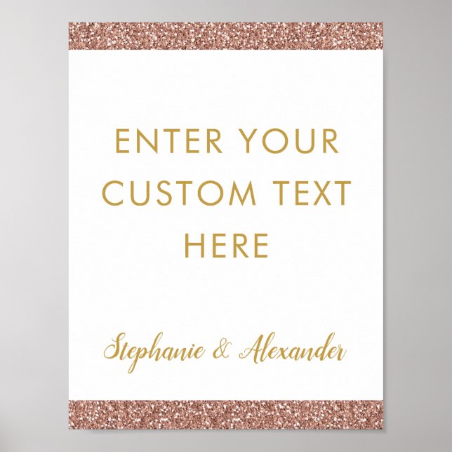 Rosen Gold Pink Glitzer & Gold Benutzerdefiniertes Poster (Vorne)
