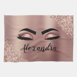 Rosen Gold Rosa Monogram Glitzer Eyelashes Geschirrtuch