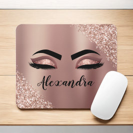 Rosen Gold Rosa Monogram Glitzer Eyelashes Mousepad