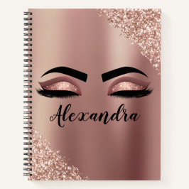 Rosen Gold Rosa Monogram Glitzer Eyelashes Notizbuch